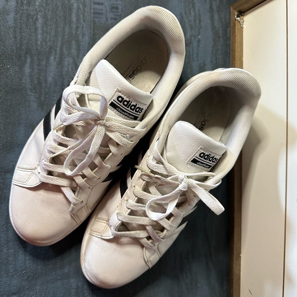 Adidas Grand Court Men’s Tennis Shoes White/Black Retro Sneakers - Picture 2 of 8